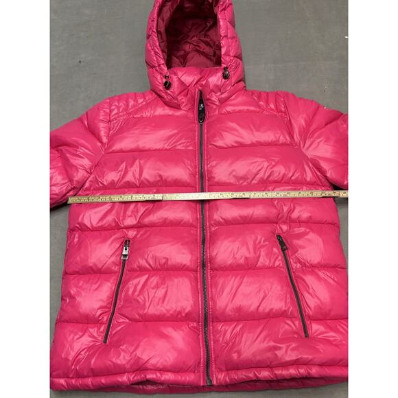 Guess Puffer Jacket Womens XL Magenta Pink Hooded Quilted Zip Pockets 119RN716 - Picture 4 of 12